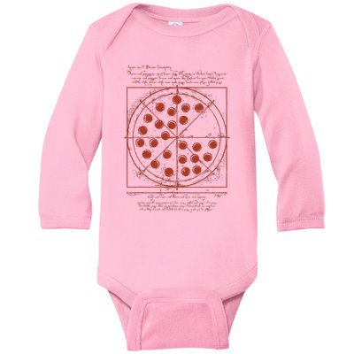 Vitruvian Pizza Da Vinci Funny Movie Reference Baby Long Sleeve Bodysuit