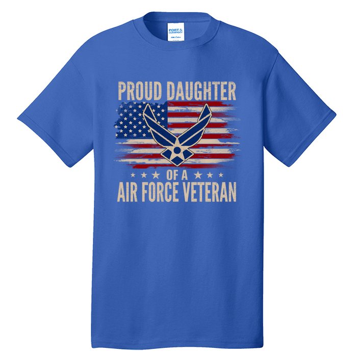 Vintage Proud Daughter Of A Air Force Veteran American Flag Gift Tall T-Shirt