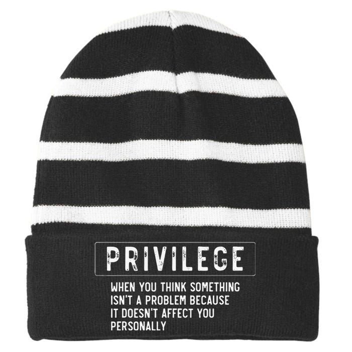 vintage Privilege Definition Civil Rights Equality Striped Beanie with Solid Band