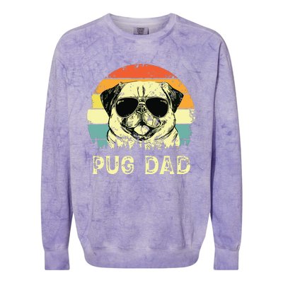 Vintage Pug Dad Dog Lovers Fathers Day Tee Colorblast Crewneck Sweatshirt