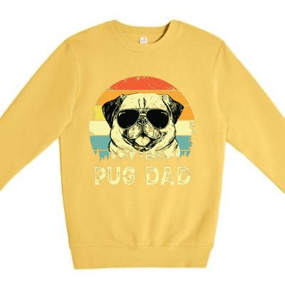 Vintage Pug Dad Dog Lovers Fathers Day Tee Premium Crewneck Sweatshirt