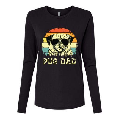 Vintage Pug Dad Dog Lovers Fathers Day Tee Womens Cotton Relaxed Long Sleeve T-Shirt