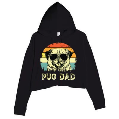 Vintage Pug Dad Dog Lovers Fathers Day Tee Crop Fleece Hoodie