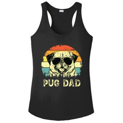 Vintage Pug Dad Dog Lovers Fathers Day Tee Ladies PosiCharge Competitor Racerback Tank