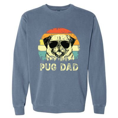 Vintage Pug Dad Dog Lovers Fathers Day Tee Garment-Dyed Sweatshirt