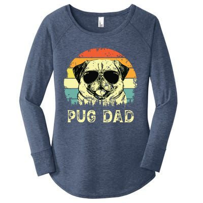 Vintage Pug Dad Dog Lovers Fathers Day Tee Women's Perfect Tri Tunic Long Sleeve Shirt