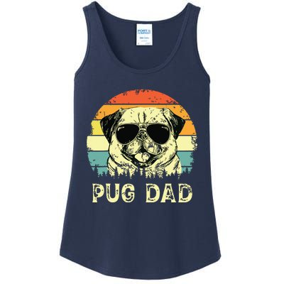 Vintage Pug Dad Dog Lovers Fathers Day Tee Ladies Essential Tank