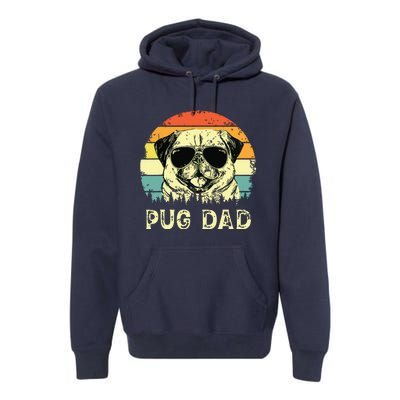 Vintage Pug Dad Dog Lovers Fathers Day Tee Premium Hoodie