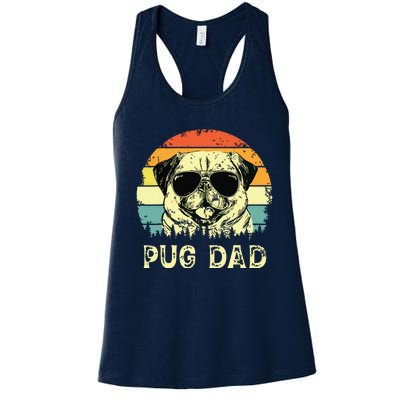 Vintage Pug Dad Dog Lovers Fathers Day Tee Women's Racerback Tank