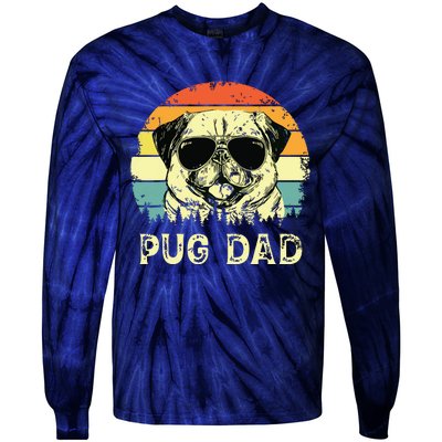 Vintage Pug Dad Dog Lovers Fathers Day Tee Tie-Dye Long Sleeve Shirt