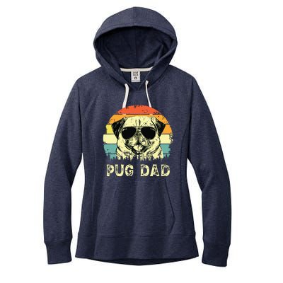 Vintage Pug Dad Dog Lovers Fathers Day Tee Women's Fleece Hoodie