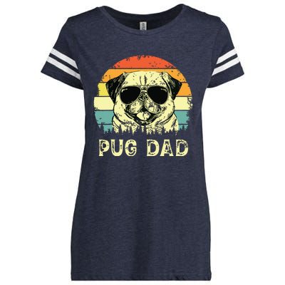 Vintage Pug Dad Dog Lovers Fathers Day Tee Enza Ladies Jersey Football T-Shirt