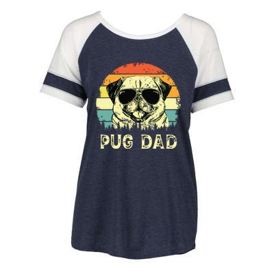 Vintage Pug Dad Dog Lovers Fathers Day Tee Enza Ladies Jersey Colorblock Tee