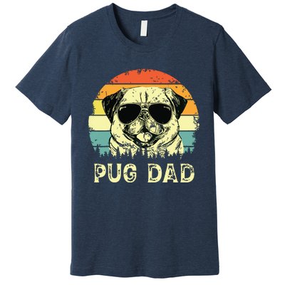 Vintage Pug Dad Dog Lovers Fathers Day Tee Premium T-Shirt