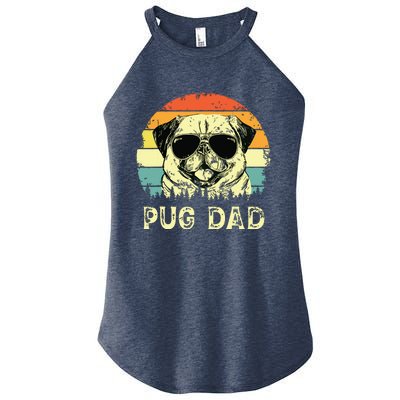 Vintage Pug Dad Dog Lovers Fathers Day Tee Women's Perfect Tri Rocker Tank