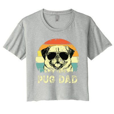 Vintage Pug Dad Dog Lovers Fathers Day Tee Women's Crop Top Tee