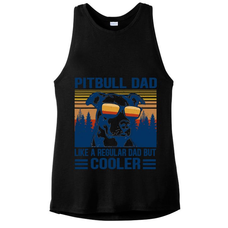 Vintage Pitbull Dad Like A Regular Dad But Cooler Funny Gift Ladies PosiCharge Tri-Blend Wicking Tank
