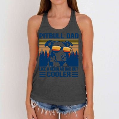 Vintage Pitbull Dad Like A Regular Dad But Cooler Funny Gift Women's Knotted Racerback Tank