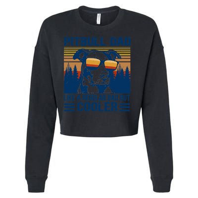 Vintage Pitbull Dad Like A Regular Dad But Cooler Funny Gift Cropped Pullover Crew