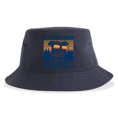 Vintage Pitbull Dad Like A Regular Dad But Cooler Funny Gift Sustainable Bucket Hat
