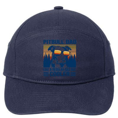 Vintage Pitbull Dad Like A Regular Dad But Cooler Funny Gift 7-Panel Snapback Hat