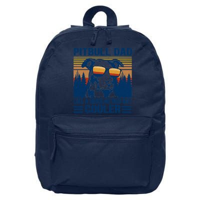 Vintage Pitbull Dad Like A Regular Dad But Cooler Funny Gift 16 in Basic Backpack
