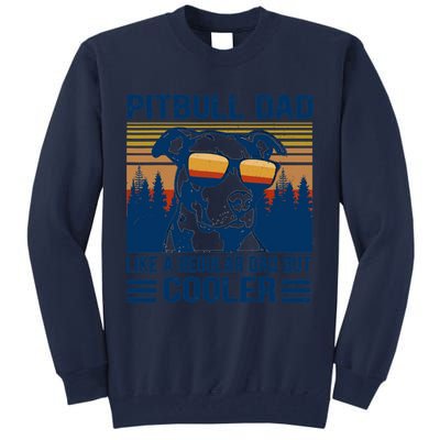 Vintage Pitbull Dad Like A Regular Dad But Cooler Funny Gift Tall Sweatshirt
