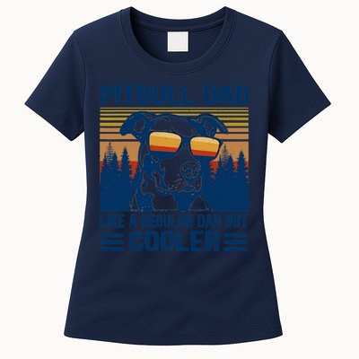 Vintage Pitbull Dad Like A Regular Dad But Cooler Funny Gift Womens T-Shirt