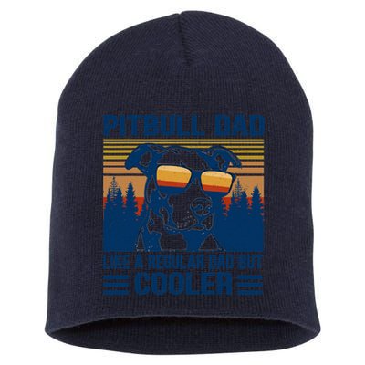 Vintage Pitbull Dad Like A Regular Dad But Cooler Funny Gift Short Acrylic Beanie