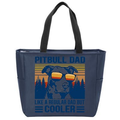 Vintage Pitbull Dad Like A Regular Dad But Cooler Funny Gift Zip Tote Bag