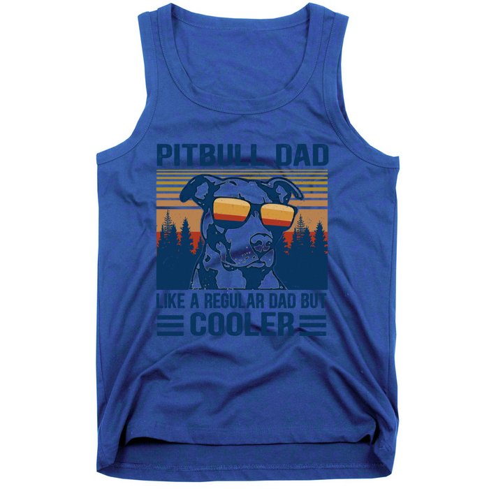 Vintage Pitbull Dad Like A Regular Dad But Cooler Funny Gift Tank Top