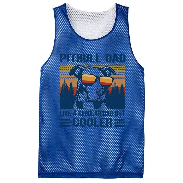 Vintage Pitbull Dad Like A Regular Dad But Cooler Funny Gift Great Gift Mesh Reversible Basketball Jersey Tank