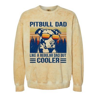 Vintage Pitbull Dad Like A Regular Dad But Cooler Funny Gift Colorblast Crewneck Sweatshirt