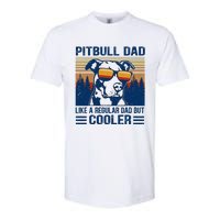 Vintage Pitbull Dad Like A Regular Dad But Cooler Funny Gift Softstyle CVC T-Shirt