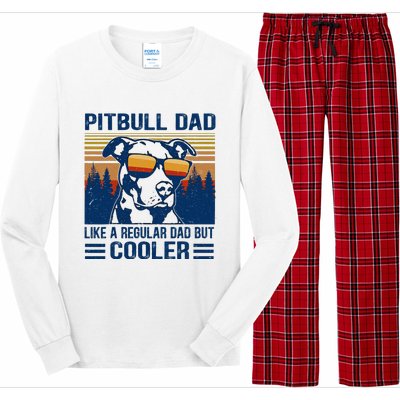 Vintage Pitbull Dad Like A Regular Dad But Cooler Funny Gift Long Sleeve Pajama Set