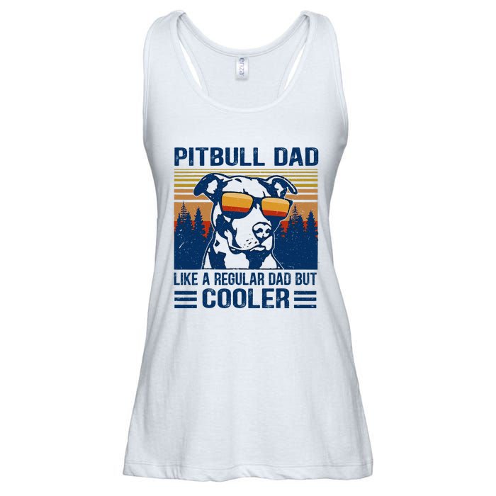 Vintage Pitbull Dad Like A Regular Dad But Cooler Funny Gift Ladies Essential Flowy Tank