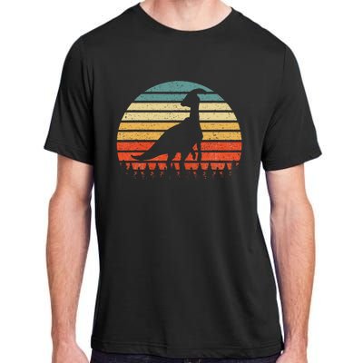 Vintage Parasaurolophus Dinosaurus Sunset Retro Adult ChromaSoft Performance T-Shirt