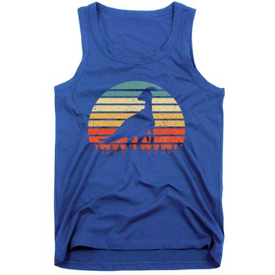 Vintage Parasaurolophus Dinosaurus Sunset Retro Tank Top