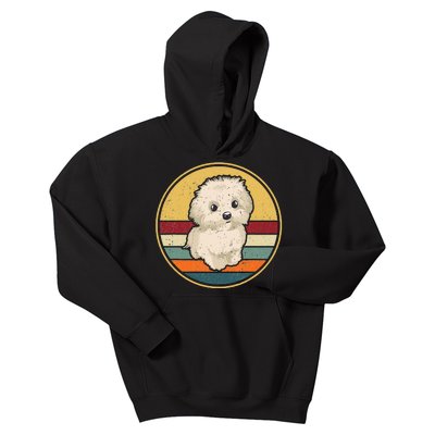 Vintage Puppy Dog Mom Dad Retro Maltese Terrier Dog Kids Hoodie