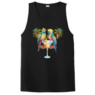 Vintage Parrots Drinking Margarita On Summer Party Bird PosiCharge Competitor Tank