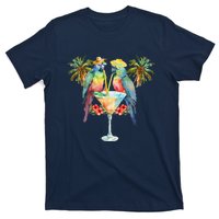 Vintage Parrots Drinking Margarita On Summer Party Bird T-Shirt