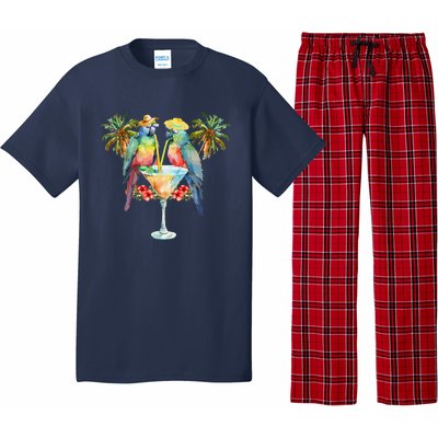 Vintage Parrots Drinking Margarita On Summer Party Bird Pajama Set