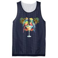 Vintage Parrots Drinking Margarita On Summer Party Bird Mesh Reversible Basketball Jersey Tank