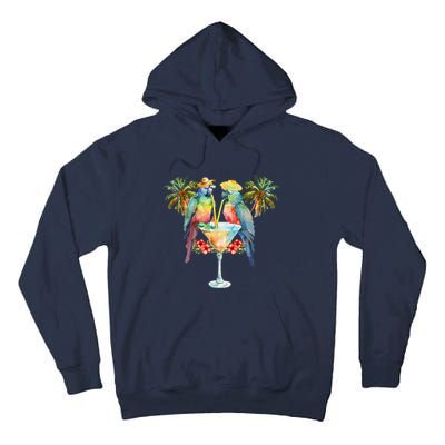 Vintage Parrots Drinking Margarita On Summer Party Bird Tall Hoodie