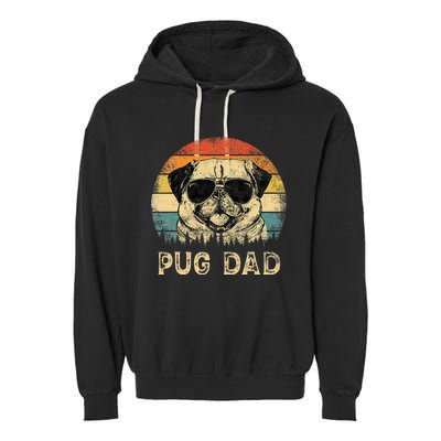 Vintage Pug Dad Dog Lovers FatherS Day Garment-Dyed Fleece Hoodie