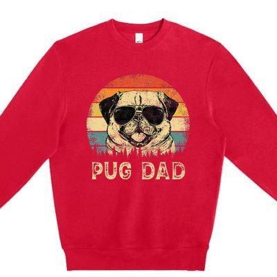 Vintage Pug Dad Dog Lovers FatherS Day Premium Crewneck Sweatshirt