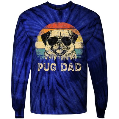 Vintage Pug Dad Dog Lovers FatherS Day Tie-Dye Long Sleeve Shirt