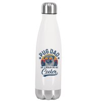 Vintage Pug Dad Like A Regular Dad But Cooler Funny Stainless Steel Insulated Water Bottle