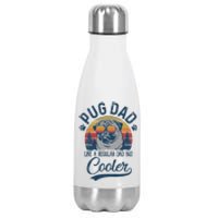 Vintage Pug Dad Like A Regular Dad But Cooler Funny Stainless Steel Insulated Water Bottle