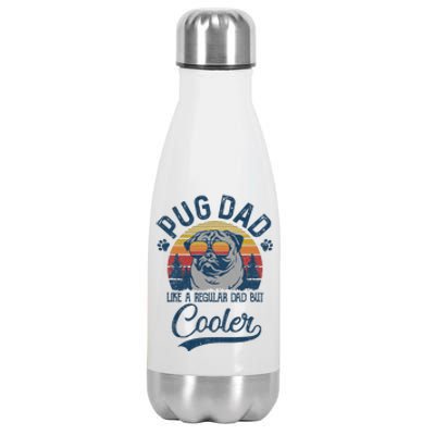 Vintage Pug Dad Like A Regular Dad But Cooler Funny Stainless Steel Insulated Water Bottle